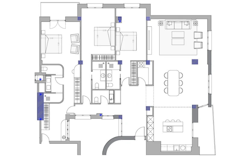 Plano de la vivienda — Piso exterior con orientación sur