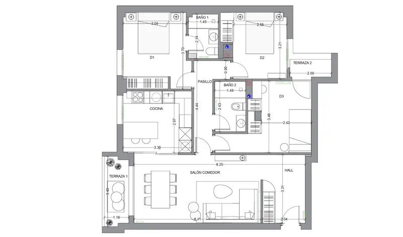 Plano de la vivienda — Piso en Fuente del Berro