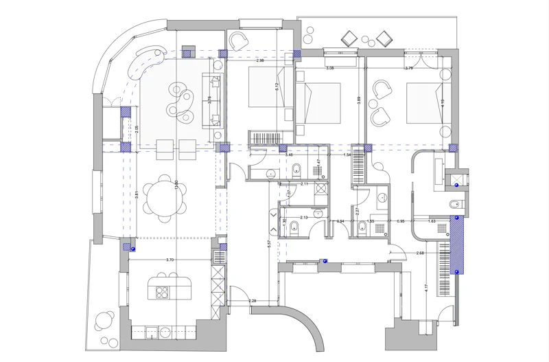 Plano de la vivienda — Piso con ventana en esquina
